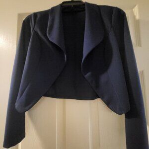 PaperMoon Dark Blue Crop Cover Up/Jacket Open Front Long Sleeve size S